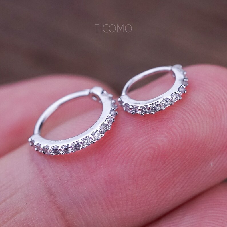 Small Silver Cartilage Hoop Earrings Tiny Helix Hoop Earring Etsy