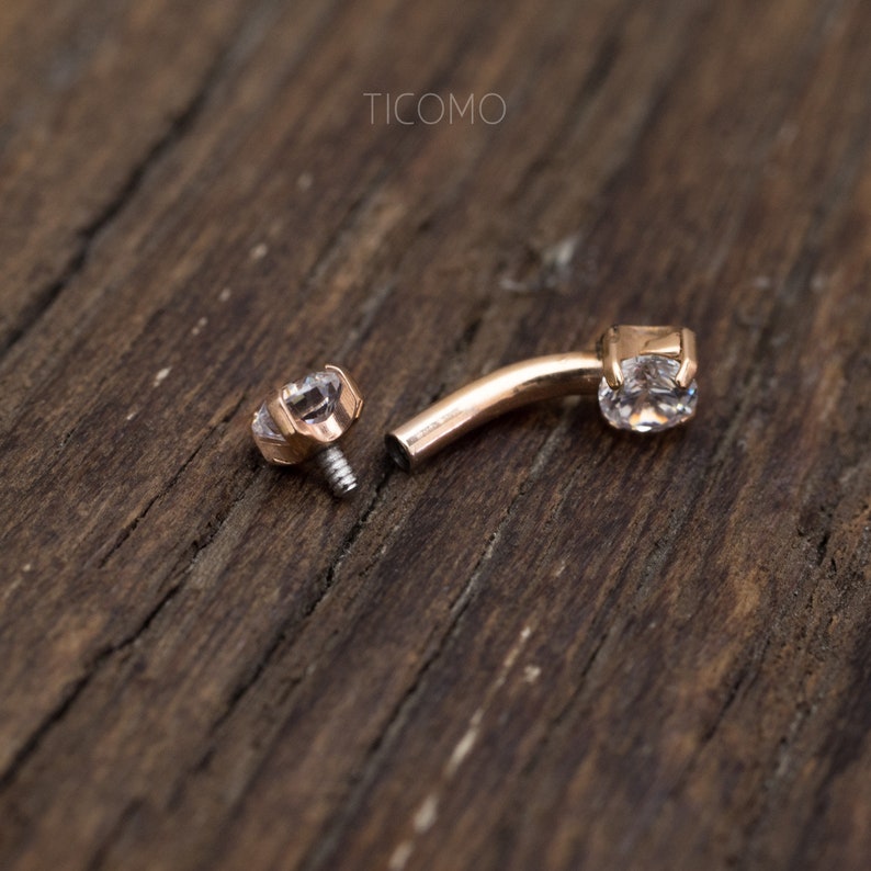 Daith Earring Daith Piercing 16g Rook Earring Rook Piercing Eyebrow Ring Snug Piercing Rose Gold Curved Bar 6mm 8mm image 5