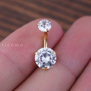 Minimalist Belly Ring Belly Button Ring Belly Button Jewelry Double Zircon Short bar Small Size 6 8 10 mm image 8