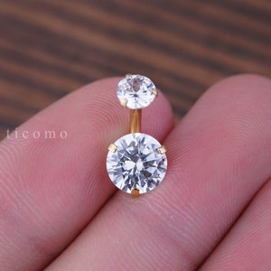 Minimalist Belly Ring Belly Button Ring Belly Button Jewelry Double Zircon Short bar Small Size 6 8 10 mm image 9