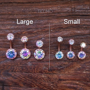 Minimalist Belly Ring Belly Button Ring Belly Button Jewelry Double Zircon Short Bar Small Size 6 8 10 mm Rainbow