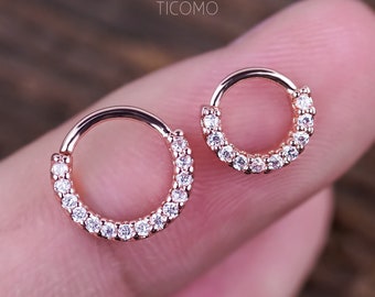 Daith Piercing Small Hoop Earring Daith Earring Tiny Gold Hoop Earring Septum Ring Septum Piercing Rook Piercing Zircon