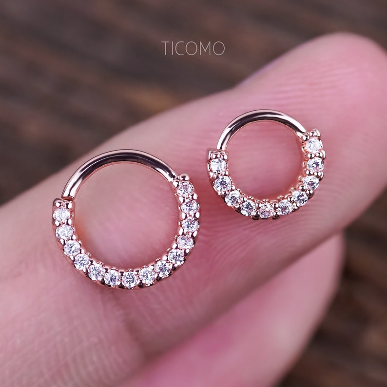 Daith Piercing Small Hoop Earring Daith Earring Tiny Gold Hoop Earring Septum Ring Septum Piercing Rook Piercing Zircon 