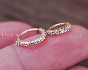 Cartilage Hoop Small Hoop Earring Helix Hoop Tiny Hoop Earring Cartilage Piercing Helix Piercing Daith Piercing Rose Gold Silver Zircon