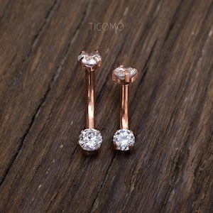 Daith Earring Daith Piercing 16g Rook Earring Rook Piercing Eyebrow Ring Snug Piercing Rose Gold Curved Bar 6mm 8mm image 2