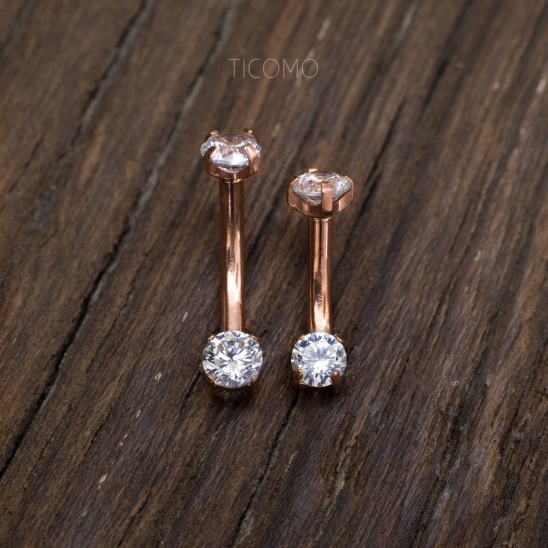 Daith Earring Daith Piercing 16g Rook Earring Rook Piercing Eyebrow Ring Snug Piercing Rose Gold Curved Bar 6mm 8mm image 2