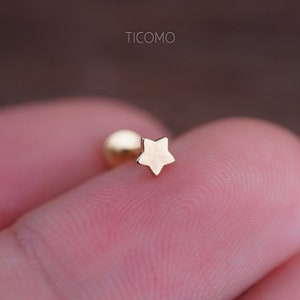 Star Helix Earring Cartilage Earring 16g Cartilage Piercing Helix Piercing Tragus Earring Tragus Piercing Labret Post Gold Silver 6 8 10mm