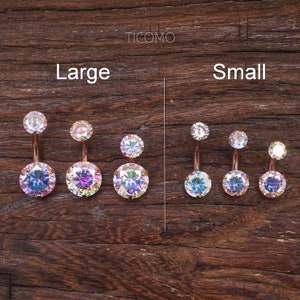 Minimalist Belly Ring Belly Button Ring Belly Button Jewelry Double Zircon Short Bar Small Size 6 8 10 mm Rainbow image 3