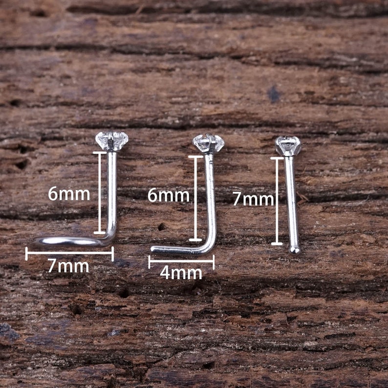 Nose Stud Nose Piercing Nose Ring Simple Base Silver Tiny Zircon 1.5mm 2mm Bone Ball Post 20g