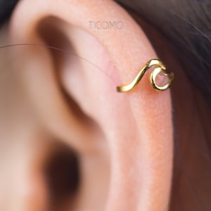 Cartilage Hoop Earrings Tiny Helix Hoop Earring Cartilage Piercing Helix Piercing Hoop Silver Wave Ring Gold