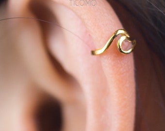 Cartilage Hoop Earrings Tiny Helix Hoop Earring Cartilage Piercing Helix Piercing Hoop Silver Wave Ring Gold