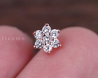 Cartilage earring 16g Helix earring Helix piercing Tragus Earring Tragus Piercing Cartilage piercing Conch piercing Flower Gold