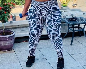 Plus Size Zebra Print Leggings: High Waist Stretchy Yoga Pants
