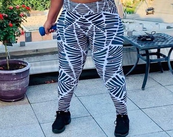 Black and white zebra print Plus-Size Leggings - High waist leggings - Plus size leggings - Stretchy leggings - Women's Leggings