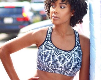 Black and white zebra print Sports Bra - Black and white sports bra - Stretchy sports bra - Women's sports bra- Patterned sports bra