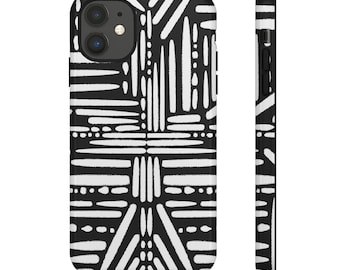 Black and White Geometric Tough Phone Case