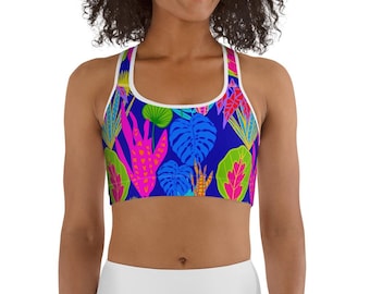 Land and Sea Classic Sports Bra - Ocean-Inspired Sports Bra - Colorful Sports Bra