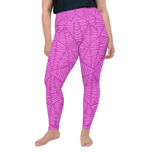 Pink Zebra Print Leggings Plus Size High Waist Leggings Designer Leggings Geometric Leggings image 2