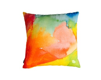 Multicolor Watercolor Pillow Cover