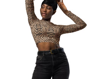 Tiger Tiger Chocolate Long-Sleeve Crop Top