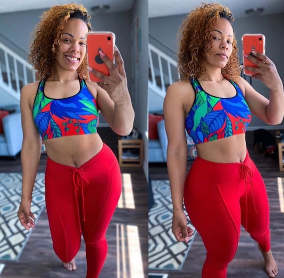 Red, Blue, and Green Floral Tropical Classic Sports Bra