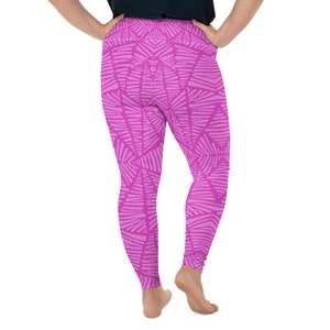 Pink Zebra Print Leggings Plus Size High Waist Leggings Designer Leggings Geometric Leggings image 3