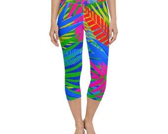 Tropicalia Blue Capri Leggings