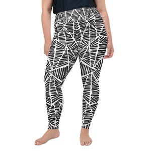 Black and white zebra print Plus-Size Leggings High waist leggings Plus size leggings Stretchy leggings Women's Leggings image 5