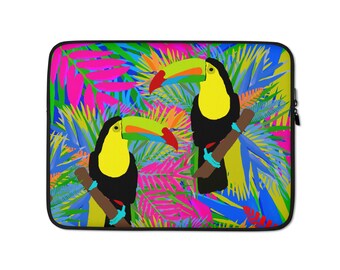 Bright Tropical Bird Print Laptop Sleeve