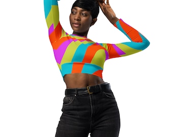 Vibrant Summer Long Sleeve Crop Top