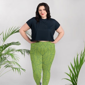 Green Zebra Geometric Print Plus-Sized High Waist Leggings image 1