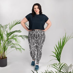 Black and white zebra print Plus-Size Leggings High waist leggings Plus size leggings Stretchy leggings Women's Leggings image 2