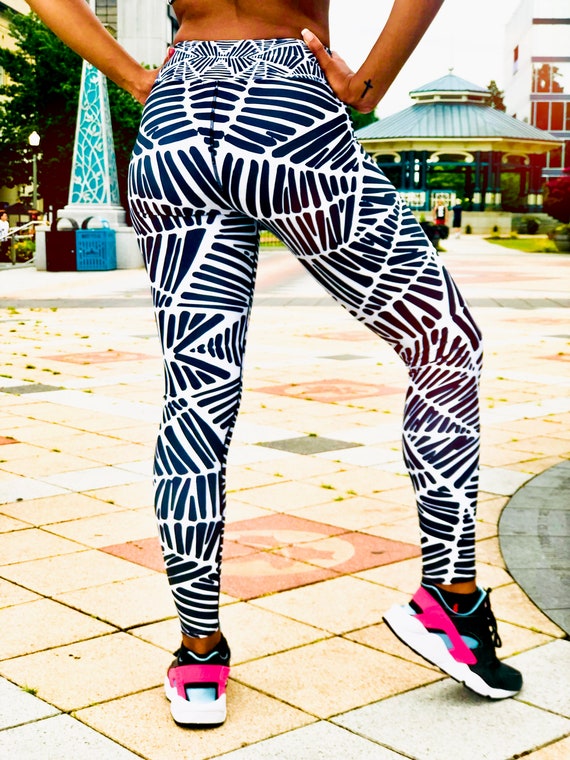 Black and White Zebra Print Leggings Women's Leggings High Waist