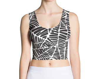 Schwarz und Weiß Zebra Geometrisches Crop Top