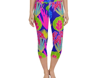 Vibrant Capri Leggings: Colorful High Waisted Yoga Pants