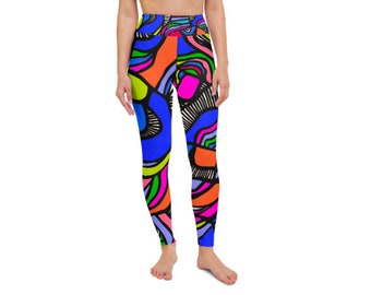 Multicolor Swirl Pattern African Print High Waist Leggings