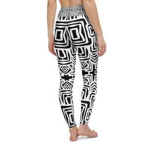 Black and White African Print Geometric High Waist Leggings image 3