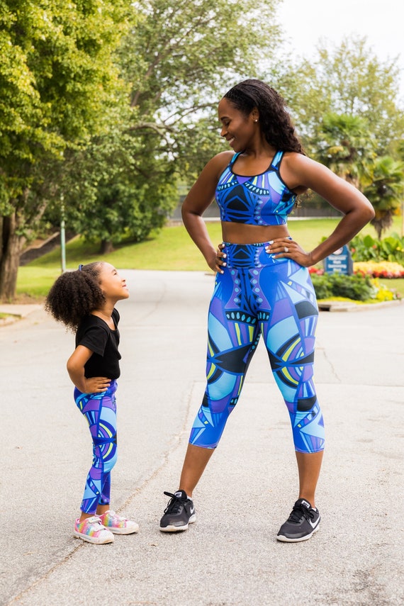 African Geometric Print Capri Leggings High Waist Leggings Comfy Leggings  Women's Leggings Colorful Leggings Gym Clothing 