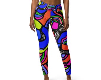 Multicolor Swirl Pattern African Print High Waist Leggings