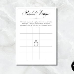 Juego de bingo de despedida de soltera imprimible minimalista, tarjetas de bingo de novia simples, juegos de despedida de soltera modernos, descarga instantánea