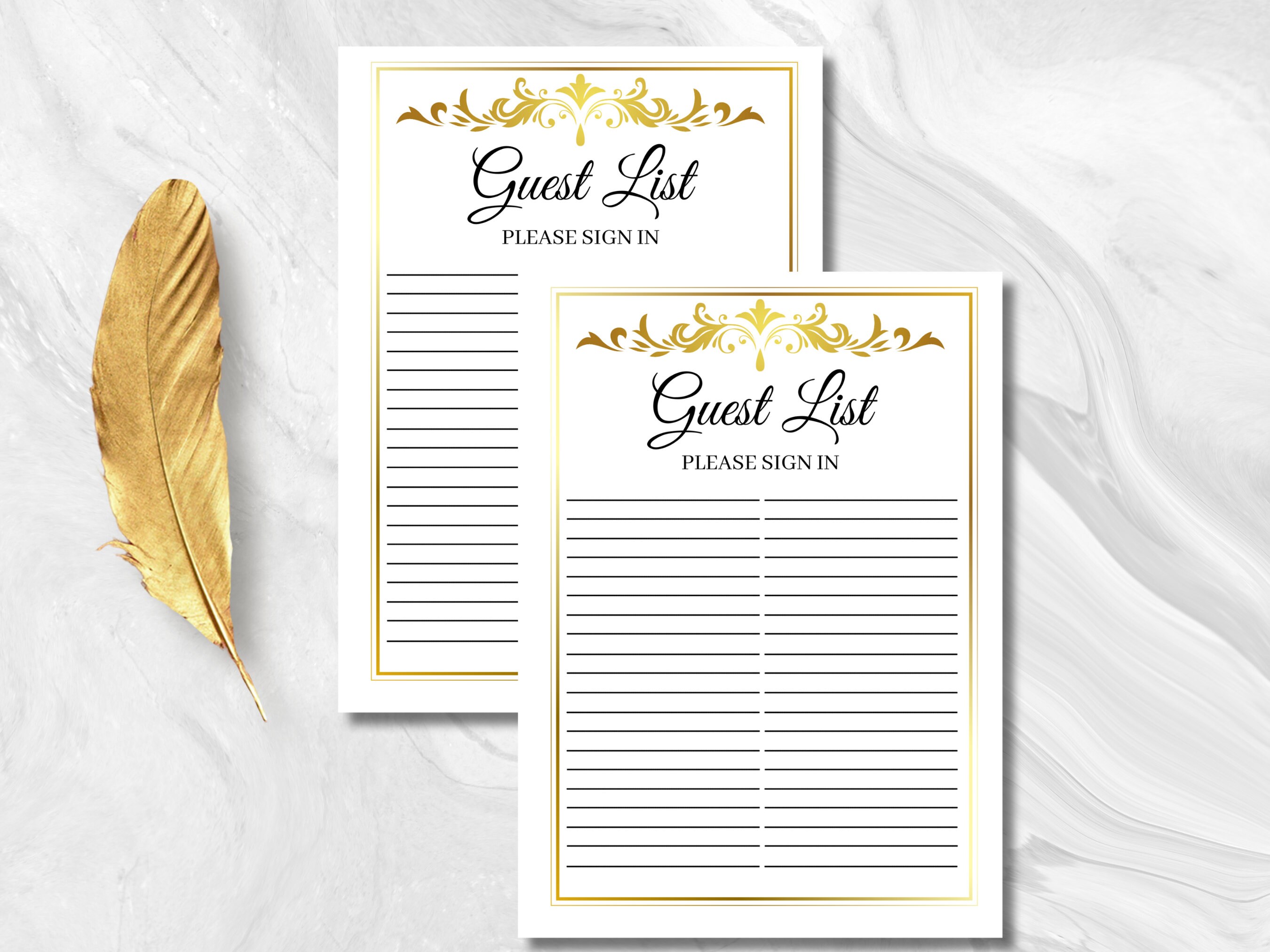 Elegant Guest List Sign in Sheet-digital Download - Etsy