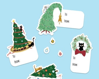 Christmas Cat gift stickers