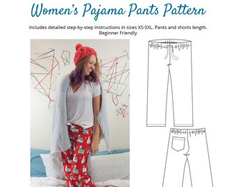 Pajama Pants Sewing Pattern digital download (PDF and Projector)