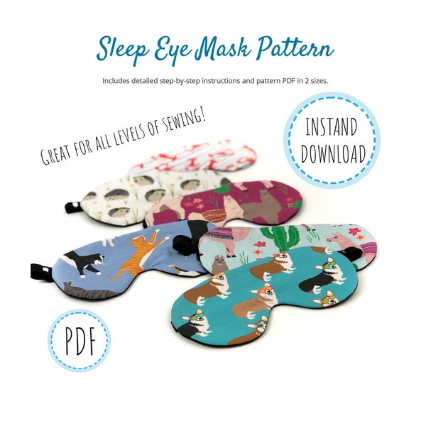 Eye Mask Sewing Pattern- Download (PDF and Projector)