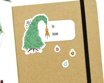 Christmas Cat gift sticker set