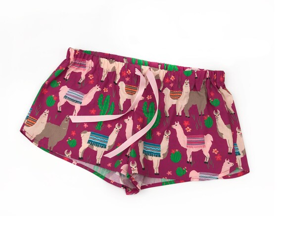 Magenta Llama Pajama Shorts | Etsy
