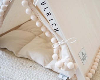 Ivory Dog Teepee Bed – Personalized Cat House, Custom Pet Furniture