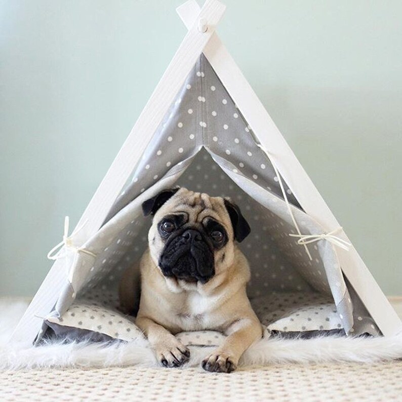Hund Tipi. White Dot Tipi Zelt Grau Punkt Kissen. Etsy