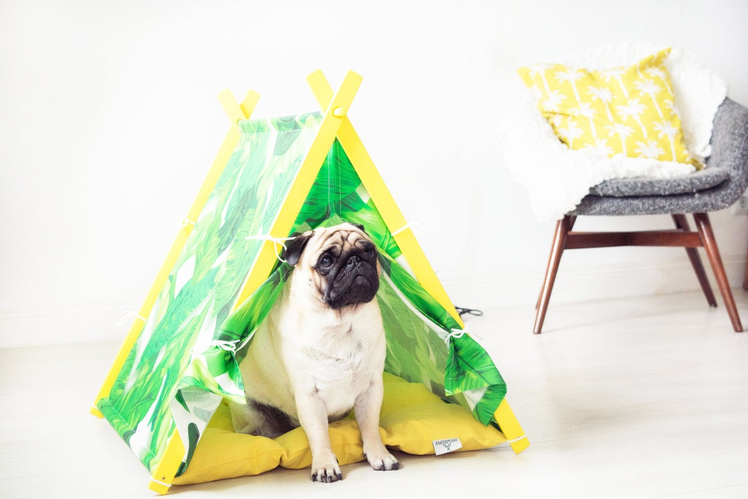Tropical Dog Teepee. Vibrant Banana Leaf Dog Bed Botanical Etsy