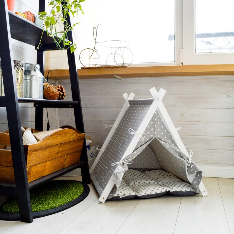 Hund Tipi. White Dot Tipi Zelt Grau Punkt Kissen. Etsy